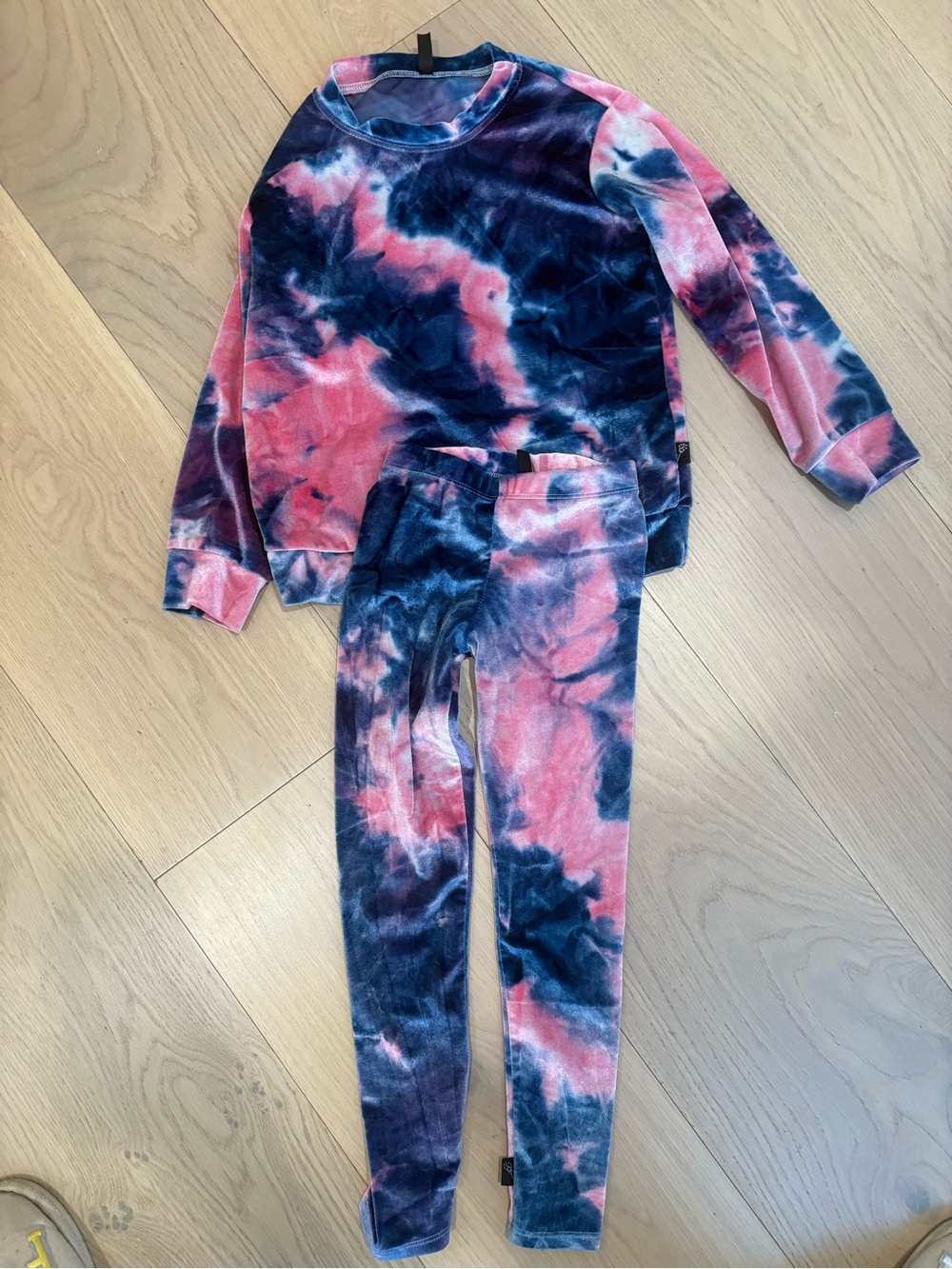 Kids Tie-Dye Velour Matching Set - Pink & Navy